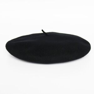 NICE Vintage FANDANGO Black Wool Beret Made in France 100% Wool Size 56 9 1/2